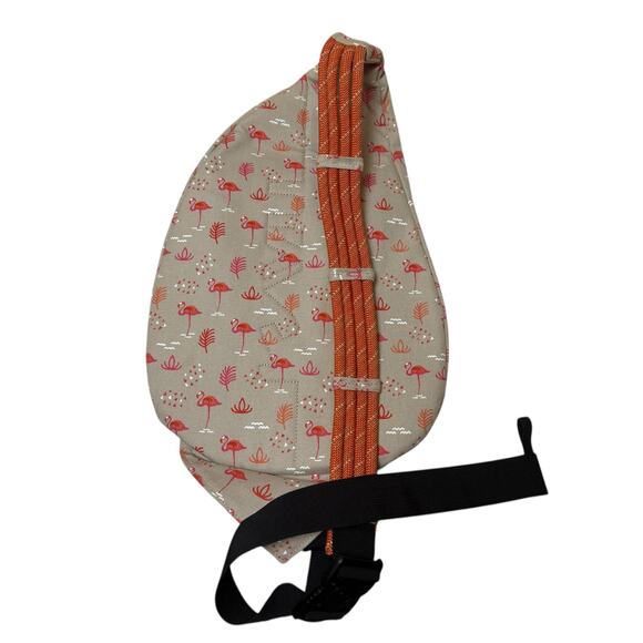 KAVU Sling Back Rope Bag Chillin' Flamingo Print Pink Peach Beige - Picture 4 of 6